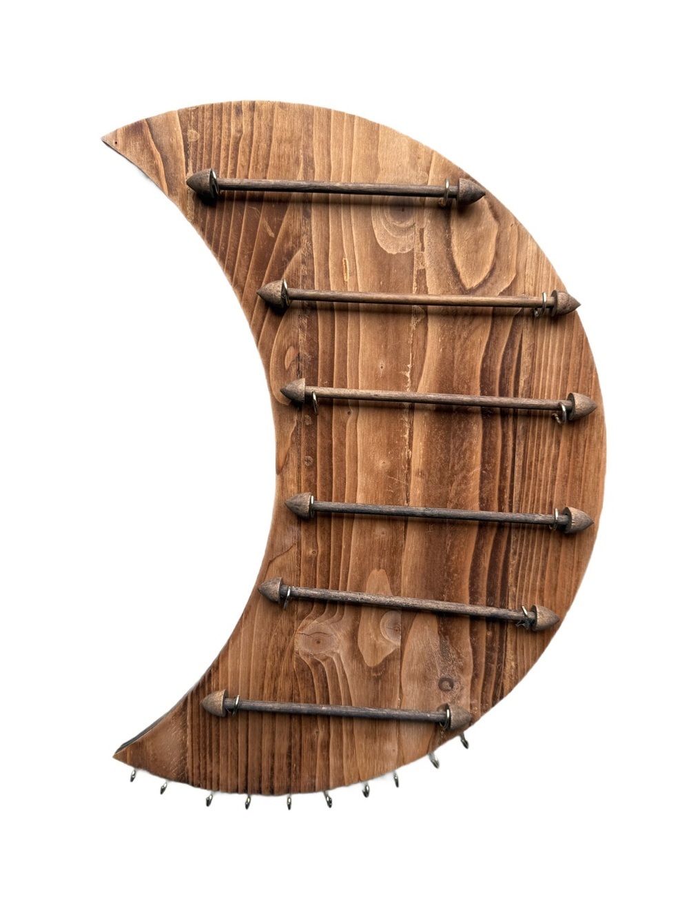 Wooden Crescent Moon Wall Organizer - Brown jewelry